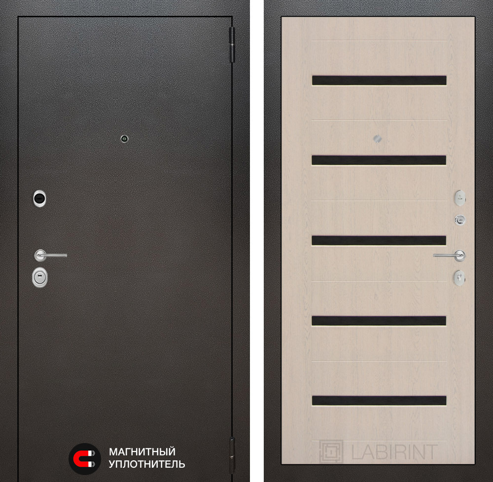 Дверь Входная Лабиринт Silver 01 - Беленый дуб металлическая