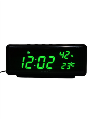 Часы VST-762S C`/%,USB питание, черный.