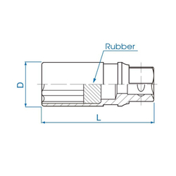 Головка свечная шестигранная 1/2&quot;, 16 мм, резиновый фиксатор KING TONY 463516R