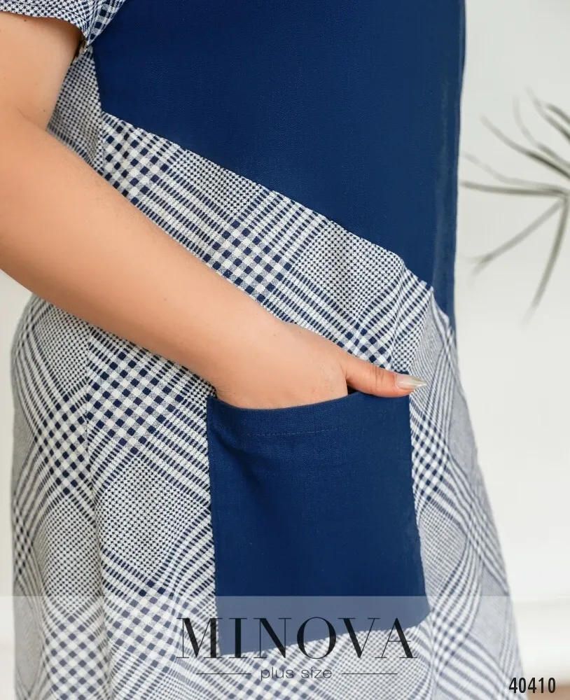 Платье 435-джинсовая-клетка Minova