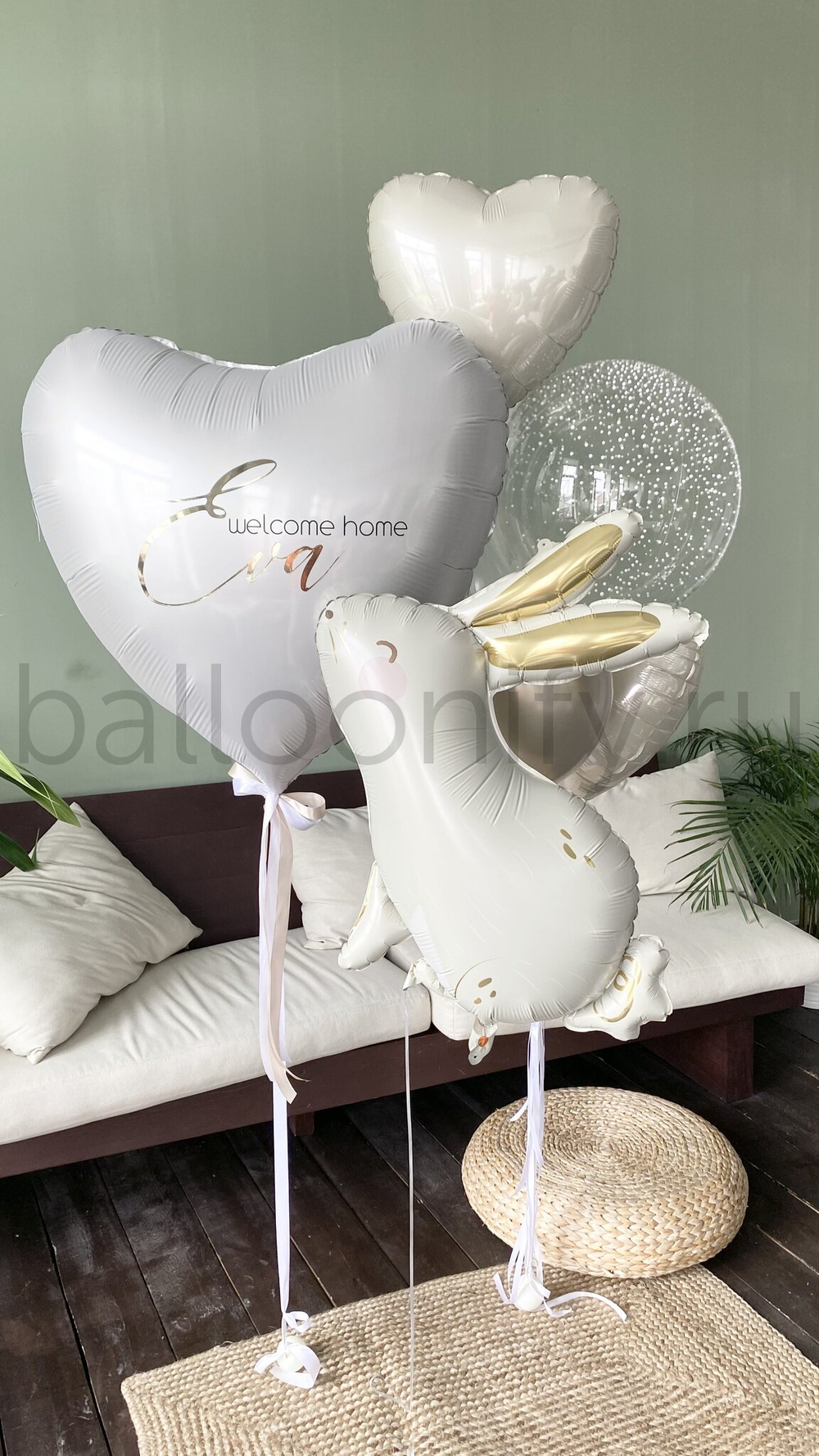 Набор шаров для новорожденного "Зайка золотые ушки", дизайн №2