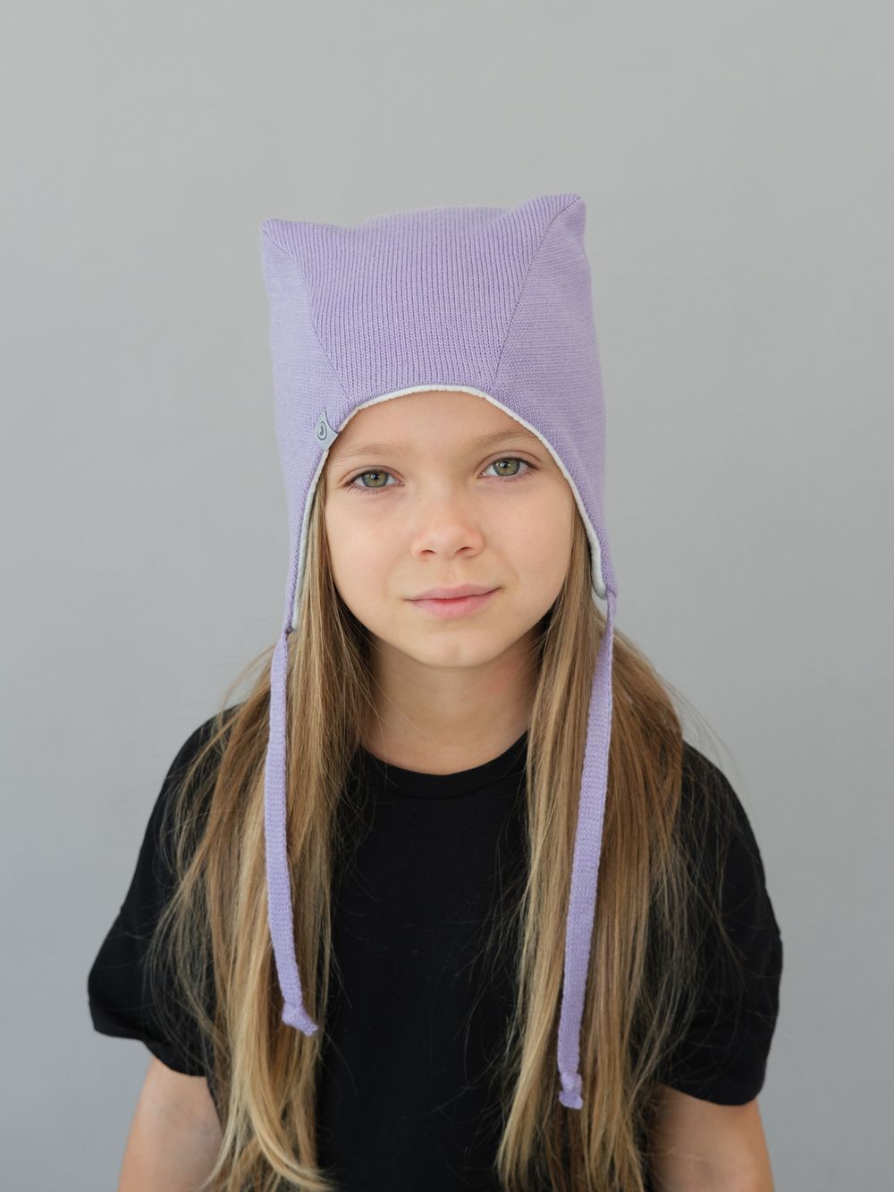 Шапка весенняя/осенняя вязаная (Св.сиреневый) ЭНИ