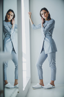 Блуза женская м272 toray твил серый529