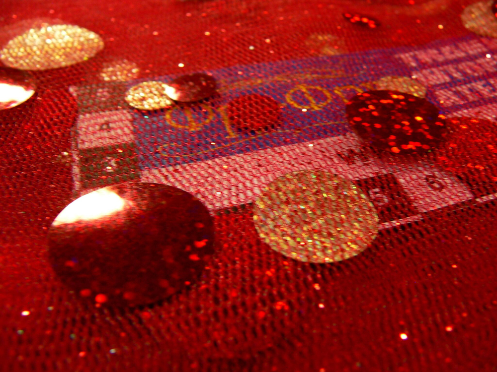 Ткань Сетка с пайетками  красная арт. 325827