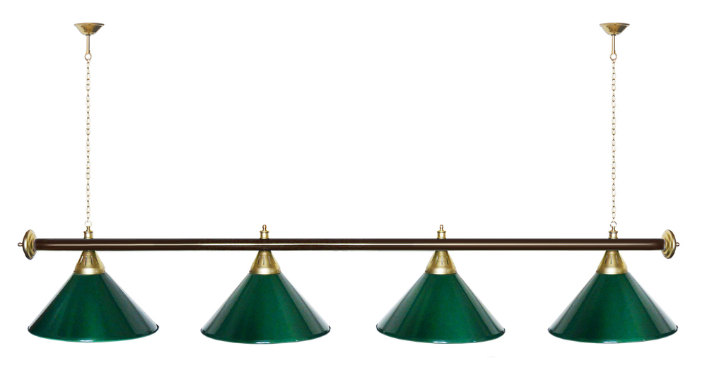 Лампа STARTBILLIARDS 4 пл. (плафоны зеленые,штанга золотая,фурнитура золото)