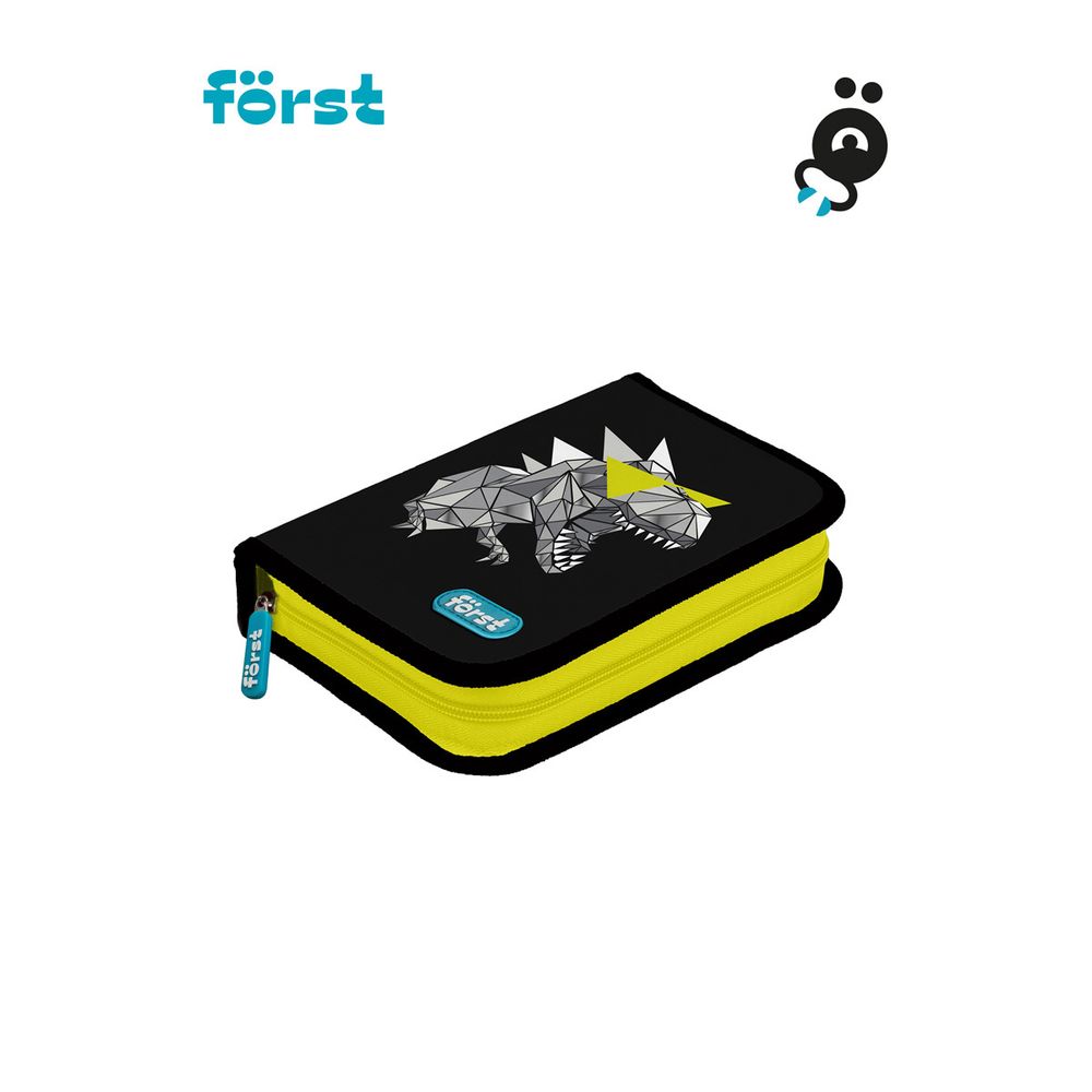 Пенал 1 отделение, 200*140*40 Först "Cool dino", дополнительная откидная секция, полиэстер