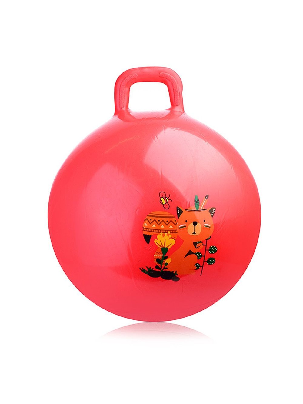 Мяч прыгун Зверята с ручкой, 55 см, цвет красный (00-0676-1)