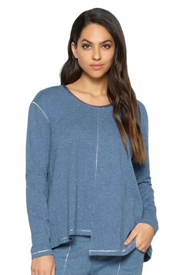 Уютная кофта с асимметричным низом (Размер: XL) (Цвет: синий)