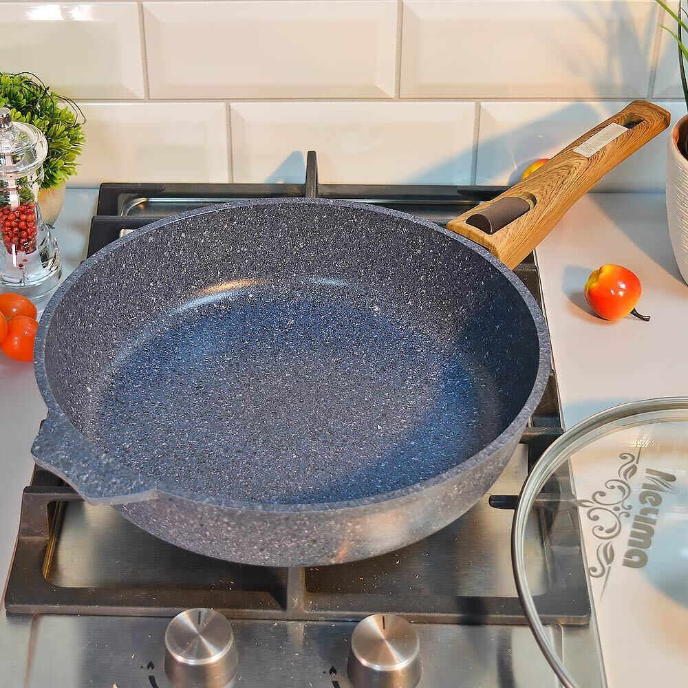 Сковорода 26см Premium blue со съемной ручкой и стеклянной крышкой