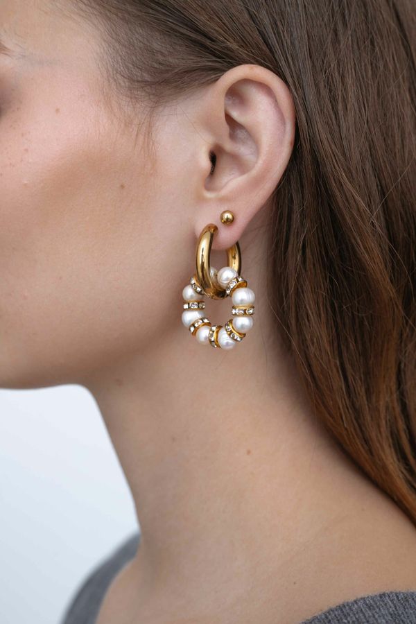 Подвеска Кольцо из жемчуга с инкрустированным разделителем