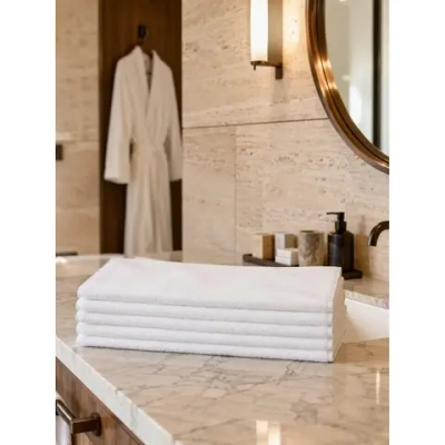 Полотенце махровое Luscan 50х90 см 450 г/кв.м белое 5 штук в упаковке