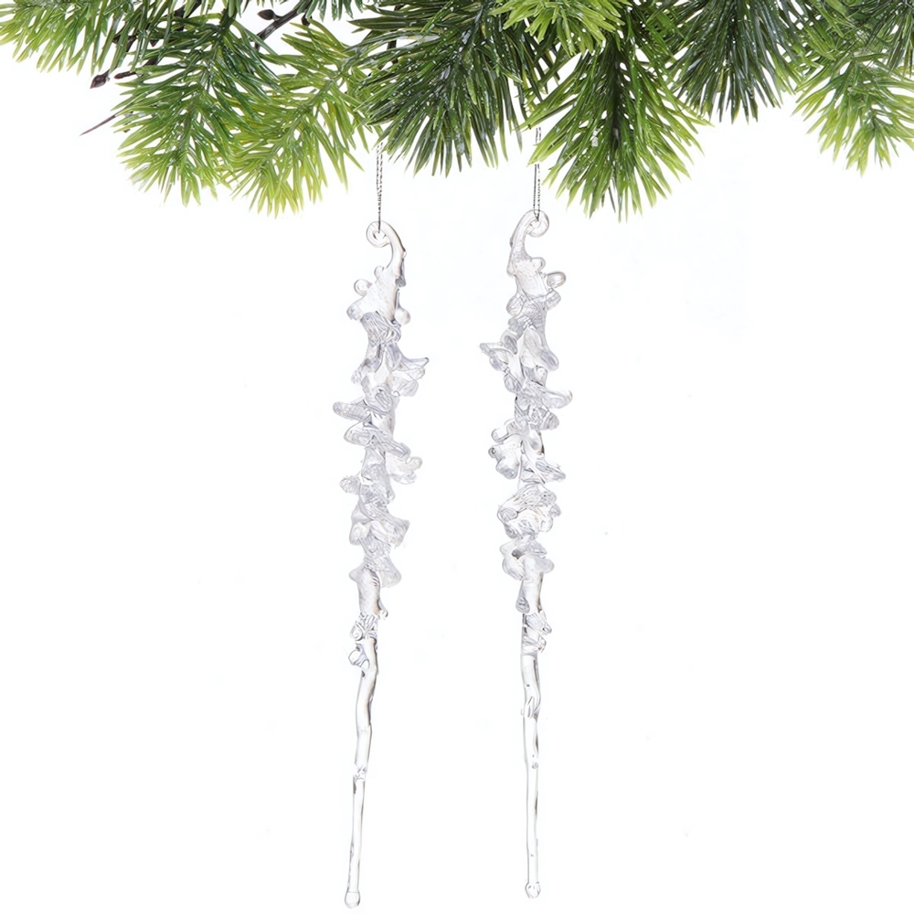 Подвеска «Кристальная сосулька» 26 см (набор 2 шт), Белый