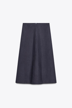 ZARA ЮБКА МИДИ — LIMITED EDITION, МОРСКОЙ СИНИЙ