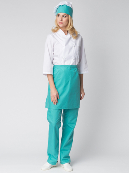 Костюм женский Шеф, белый/бирюзовый (48-50; 170-176)