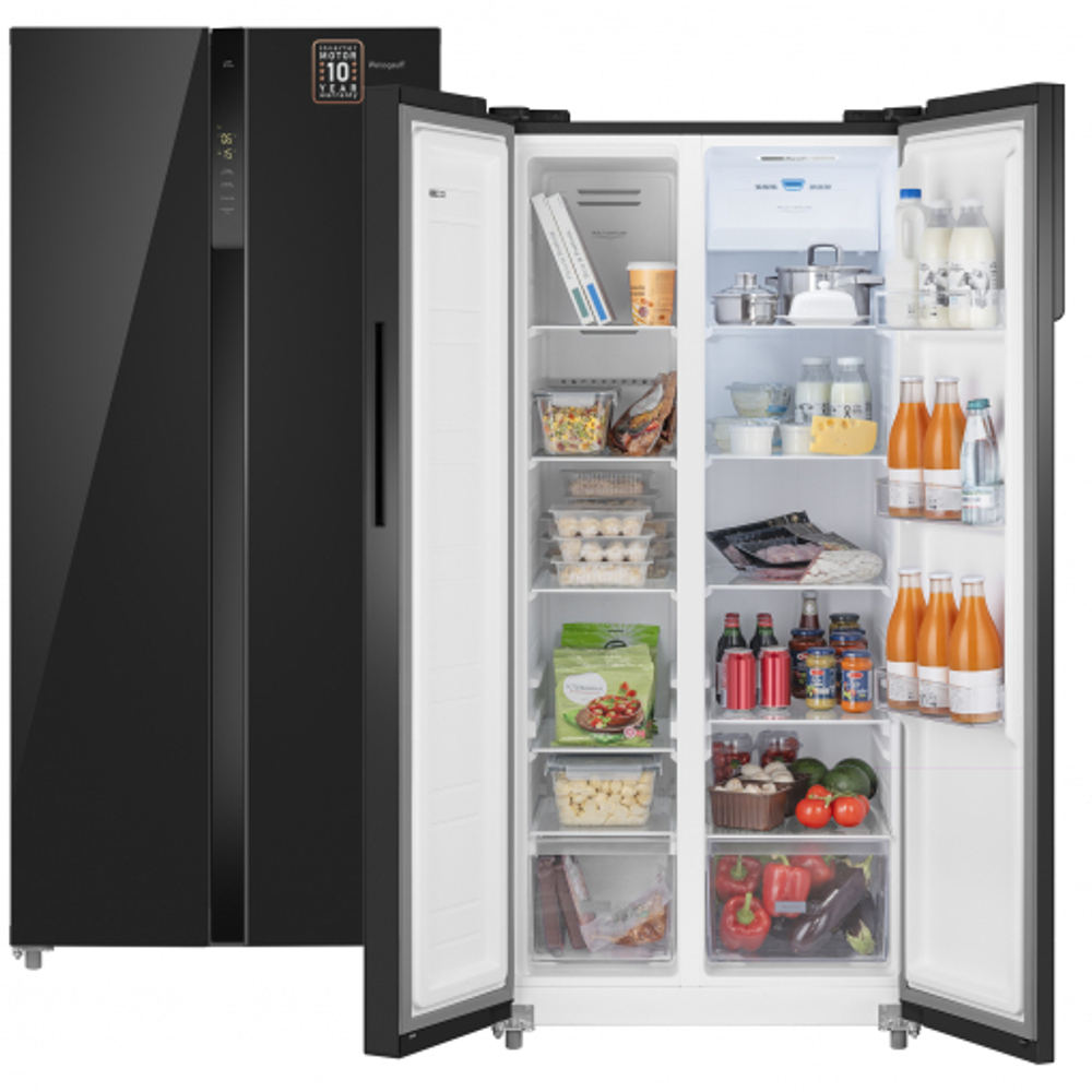 Холодильник Weissgauff WSBS 500 Inverter NoFrost Black Glass