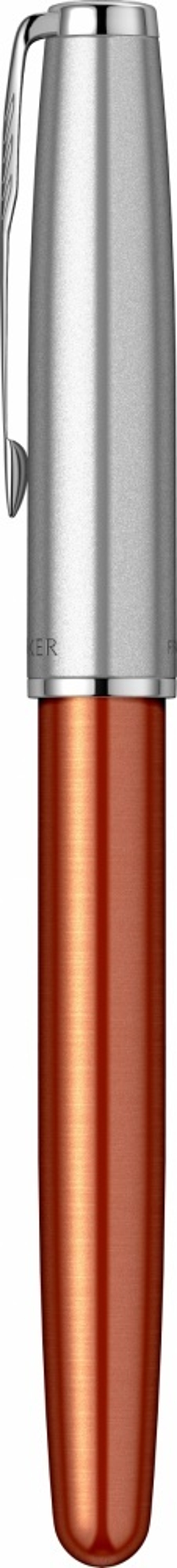 Ручка-роллер Parker Sonnet Essentials Orange SB Steel CT 2169230, цвет чернил black,перо: F, в подарочной упаковке.