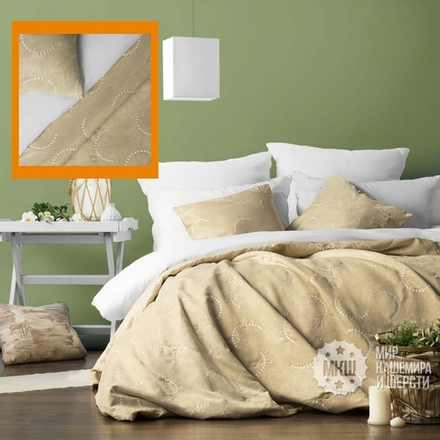 Покрывало велюровое с вышивкой ДЖЖИМ (арт. BL02-290-02) - 230х250 см. - бежевое