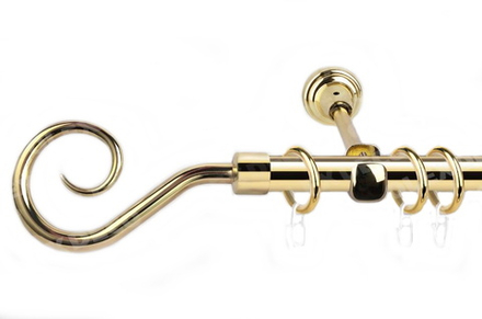 Карниз кованый для штор Зевс d16 однорядный, цвет золото глянец