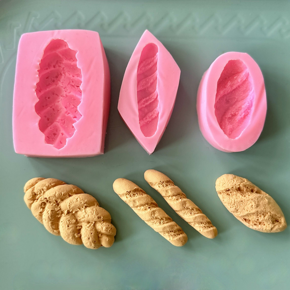Молды силиконовые для творчества "Набор: Батон, Багет, Хала" / Форма для отливок из мыла, воска, гипса, эпоксидной смолы