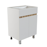 Тумба д/ванной "БРИКС-60" 2 створки белый/дуб вотан под рак."Breeze 60" мебельный (Sanita Luxe)(ПВХ)