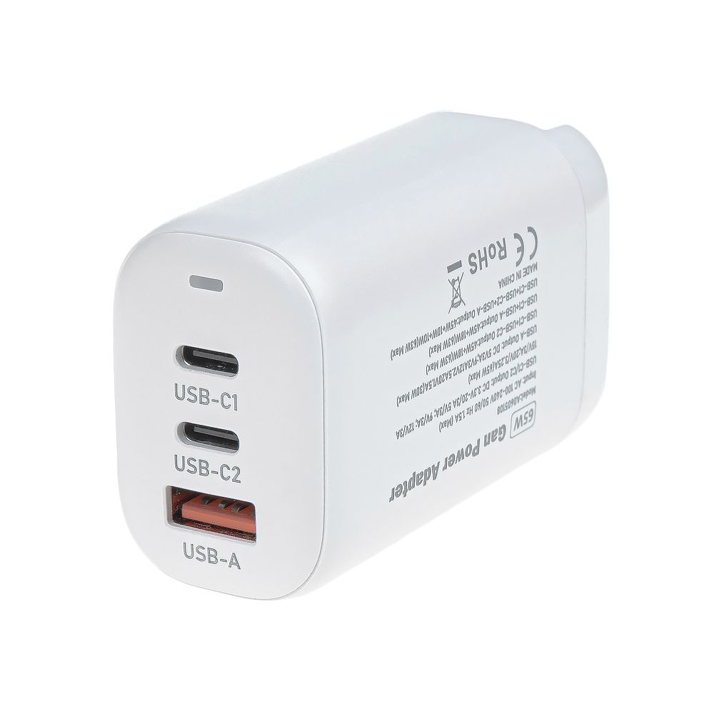 Сетевое зарядное устройство 65W GAN USB-A (QC3.0), 2 x Type-C (PD3.0) ARNEZI A0605108