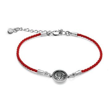 Красный браслет c образом Спиридона Тримифунтского и Хризмой