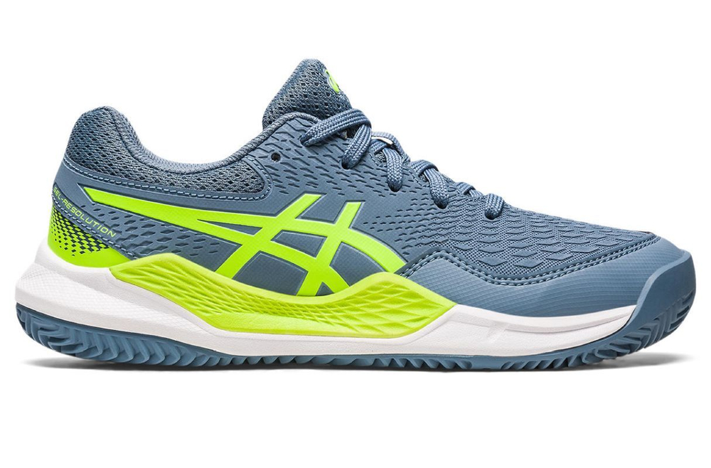детские Кроссовки теннисные Asics Gel-Resolution 9 GS Clay - steel blue/hazard green