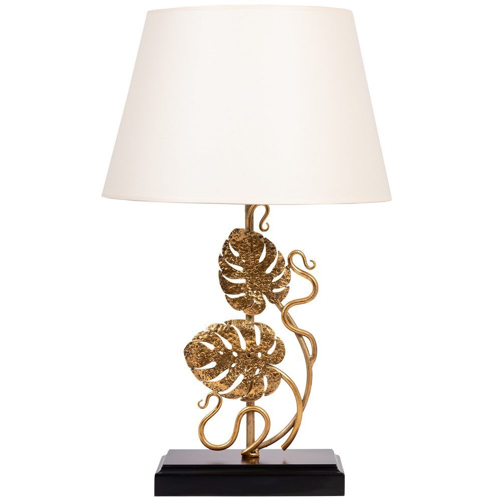 Настольная лампа Monstera Deliciosa (Монстера) Каштан Амбер с абажуром Сити Кремовый