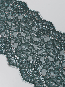 Кружево шантильи темно-зеленое эластичное ширина 20 см