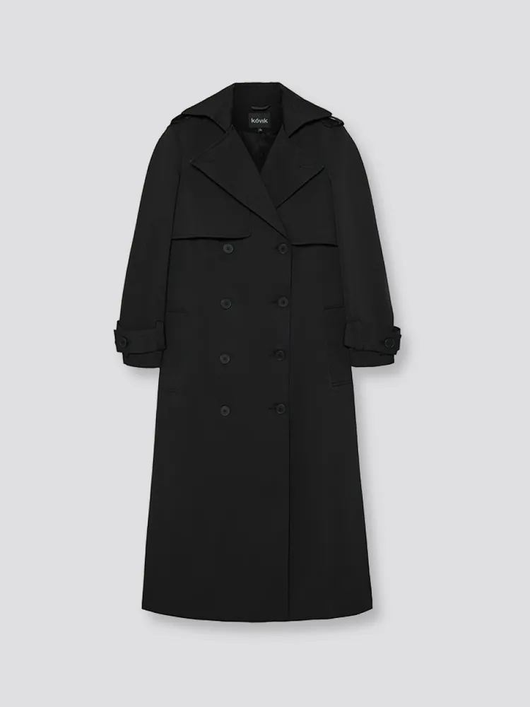 Черный тренч их хлопка с поясом