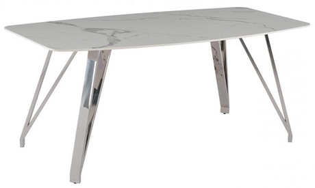 Стол обеденный Ist Casa Соар-2, 160х90х76 см, бело-серая керамика, хром серебро