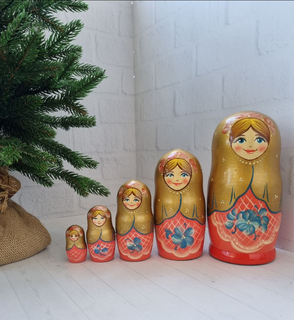 Матрешка 5мест 18см цветочная интерьерная