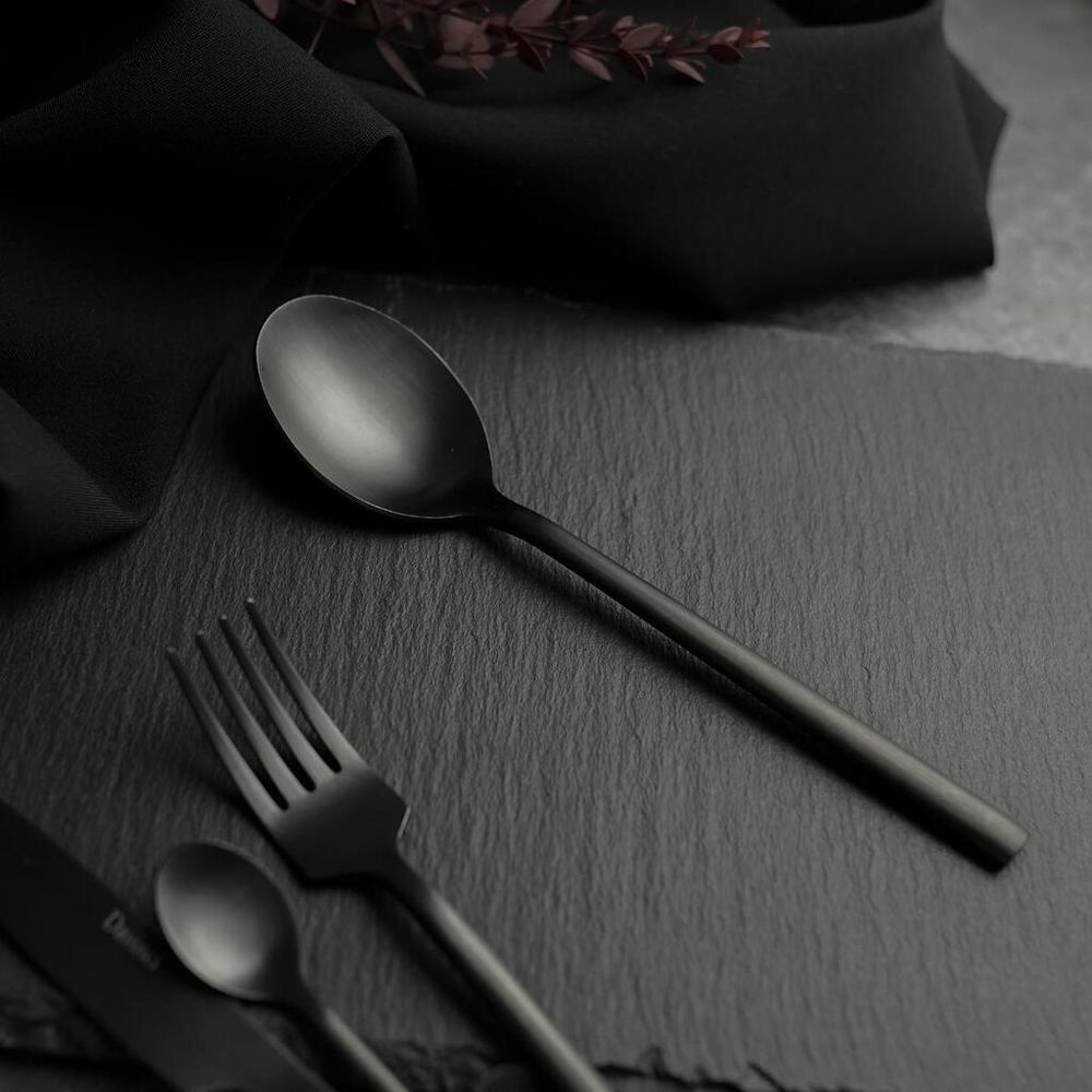 Ложка столовая 19,5 см матовая черный цвет   PVD P.L. - Davinci [12]