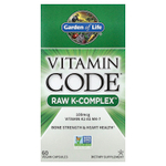 Garden of Life, Vitamin Code, Raw K-Complex, комплекс витаминов K, 60 веганских капсул