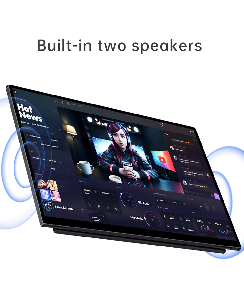 15.6" Портативный монитор VCHANCE FHD IPS 1920x1080, 60 Гц