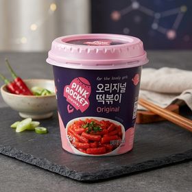 Токпокки (рисовые клецки) оригинальный вкус Pink Rocket Topokki, 120 гр