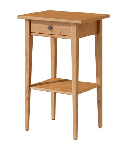 Тумба прикроватная с 1 ящиком, светло-коричневый, массив сосны