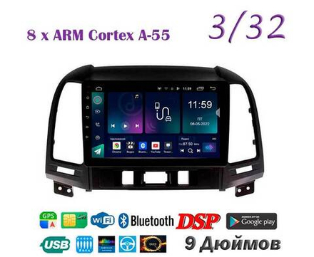 Topway TS18 3+32GB 8 ядер для Hyundai Santa Fe 2006 - 2012