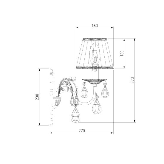 3637/1 / настенный светильник /   белый с золотом/прозрачный хрусталь Strotskis