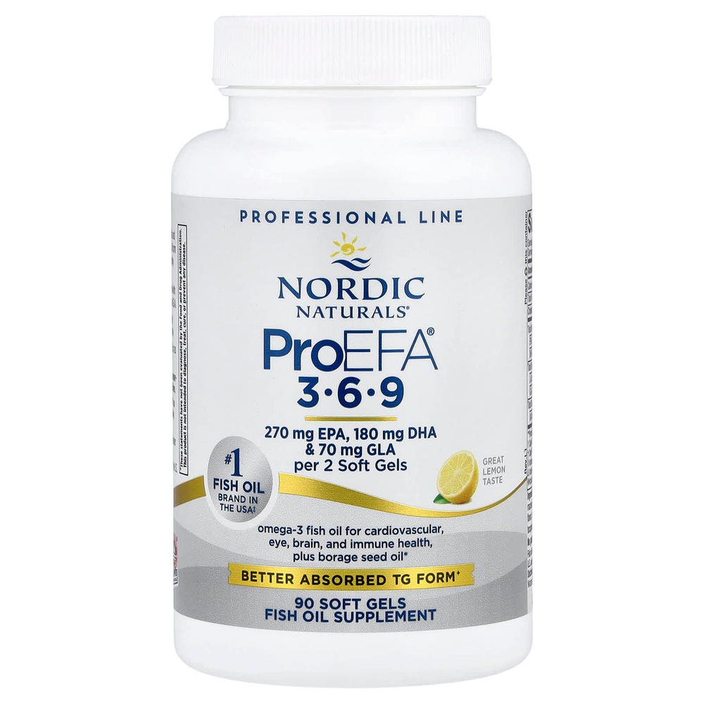 Nordic Naturals, ProEFA® 3-6-9, со вкусом лимона, 90 капсул