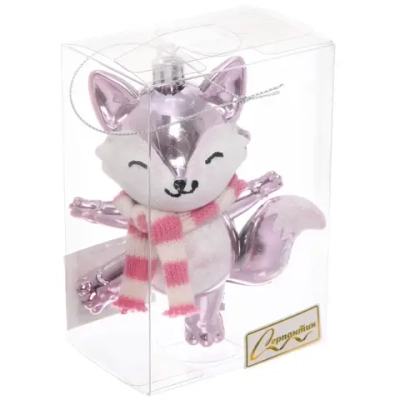 Ёлочная игрушка «Весёлый лисёнок» 8.8*5.5*13.5 см, Розовый