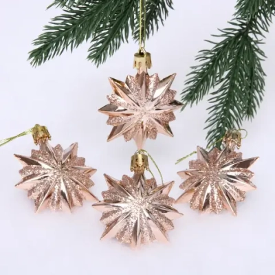 Ёлочные игрушки «Таинственное очарование» Звезда остроконечная 6 см (набор 4 шт), шампань