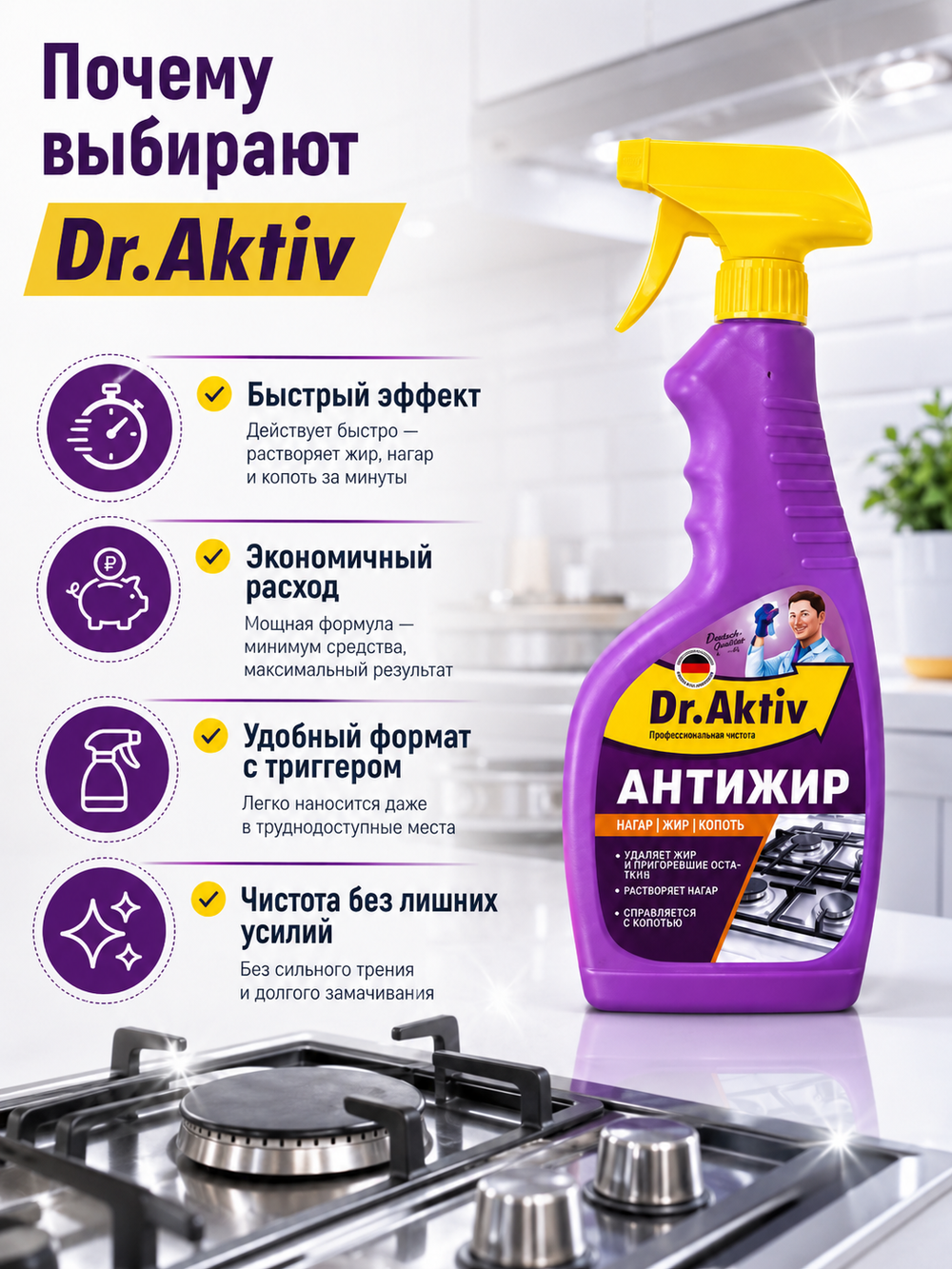 Чистящее от нагара,жира,копоти Dr.Aktiv 500мл