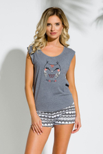 Милый комплект Eva с совушкой (Размер: M) (Цвет: серый с розовым)