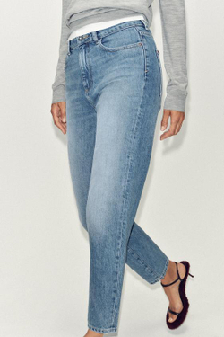 ZARA ДЖИНСЫ Z.05 MOM FIT RIGID С ВЫСОКОЙ ПОСАДКОЙ, ВЫЦВЕТШИЙ СИНИЙ