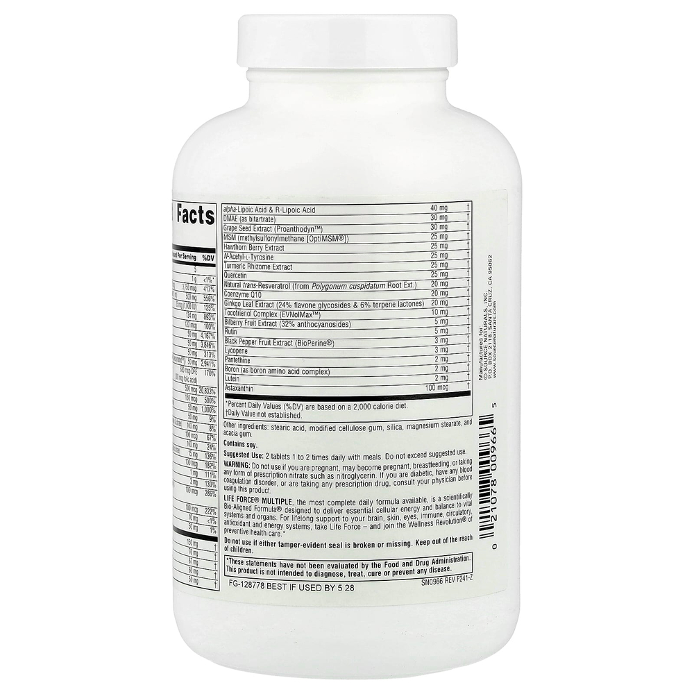 Source Naturals, Мультивитамины Life Force, без железа, 120 таблеток