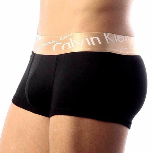 Мужские трусы боксеры черные с косой резинкой Calvin Klein Bronze Italics Boxer Black