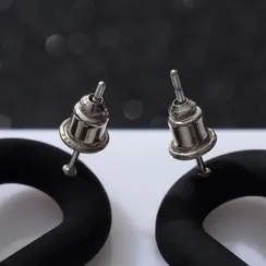 Серьги металл "Цепь" кольца, 3 звена, цвет серебристо-чёрный