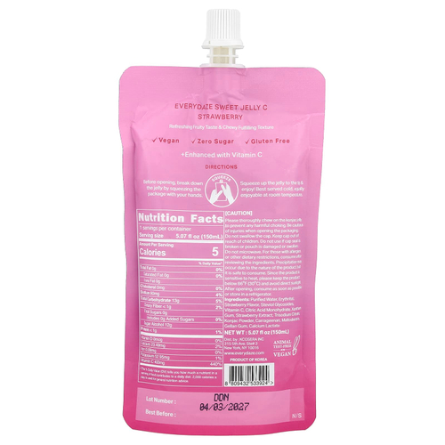 Everydaze, Sweet Jelly C, желейный напиток из конжака на растительной основе, клубника, 150 мл (5,02 жидк. унц.)