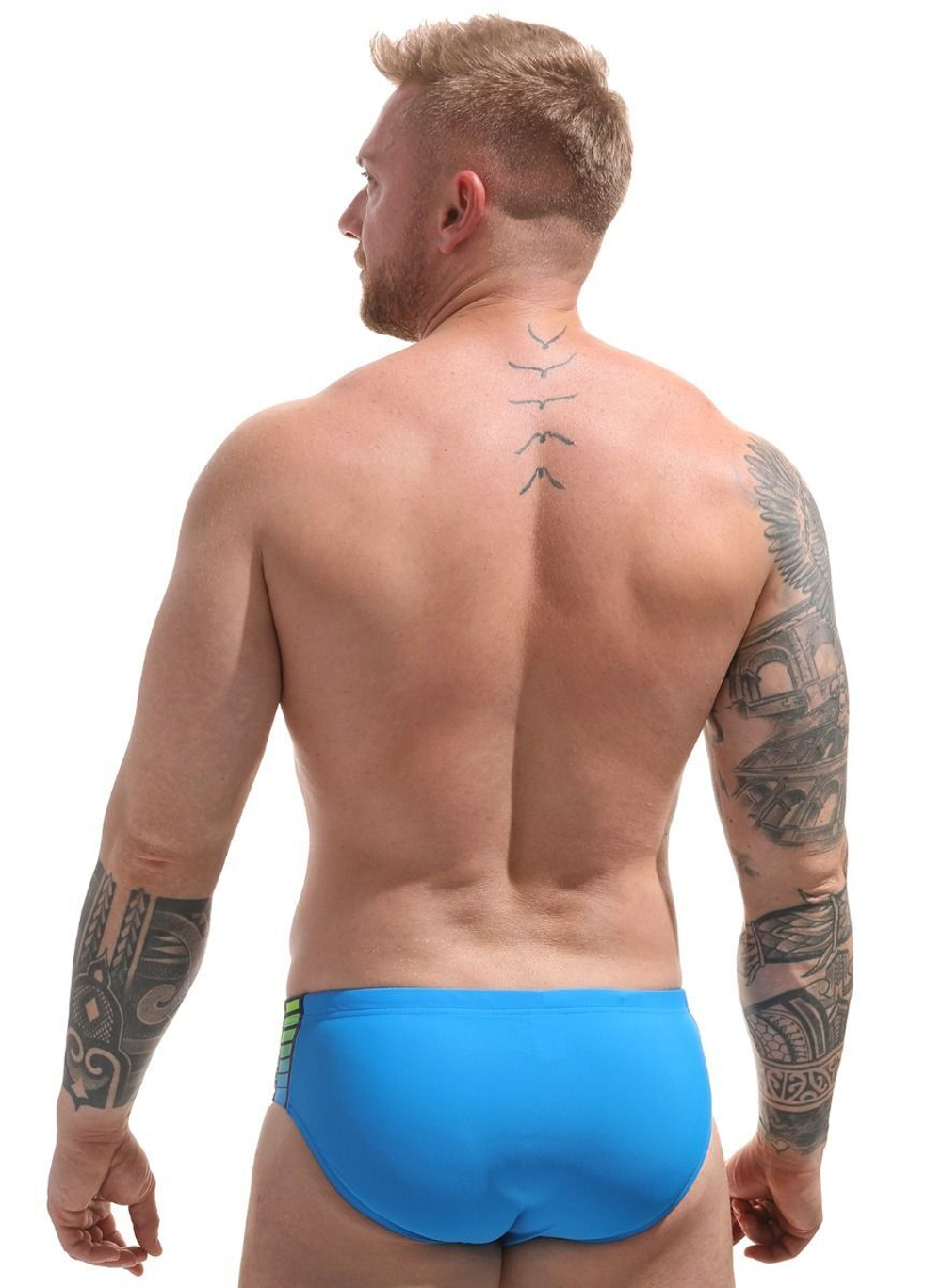 Мужские пляжные плавки с брендированной вставкой сбоку (Размер: M) (Цвет: синий)